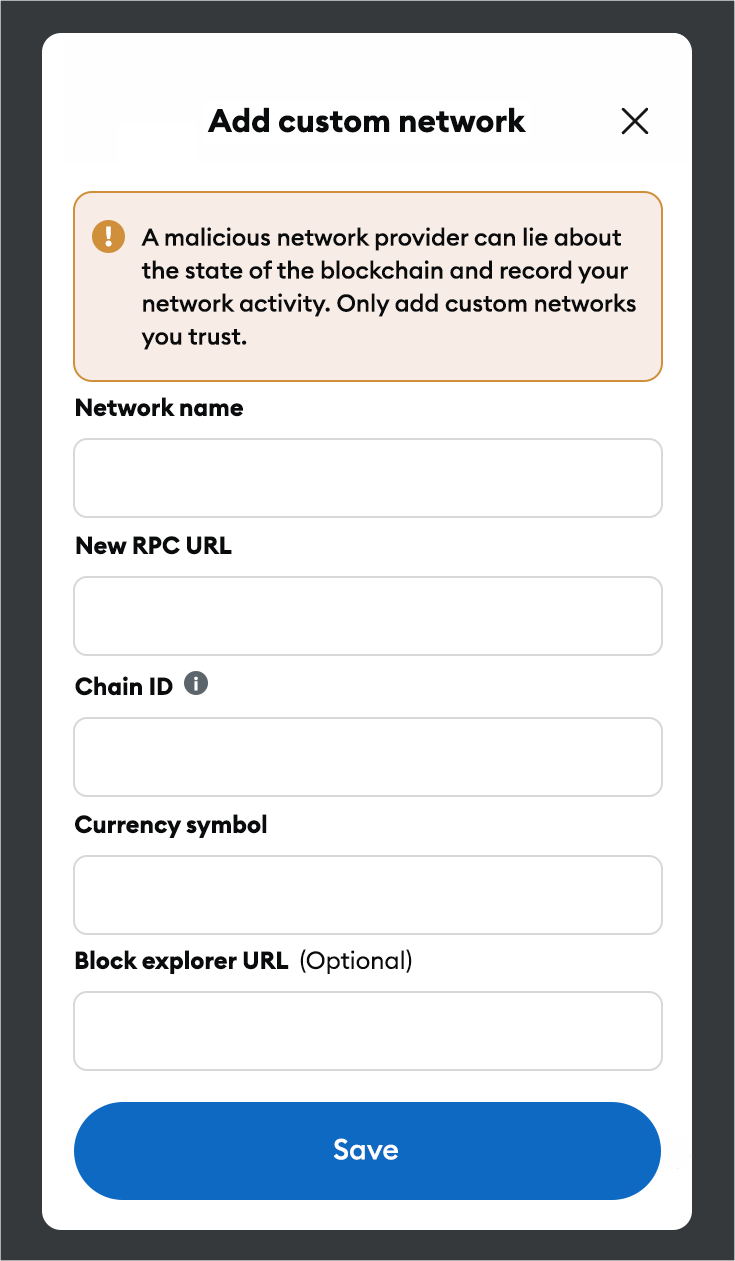 MetaMask Network Details